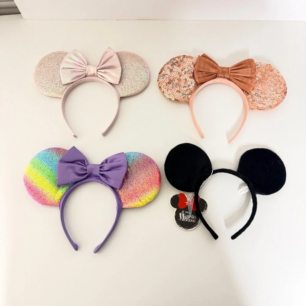 Disney Minnie Mouse Sequin Ears Headband Set 4 Pairs Kids Child‎